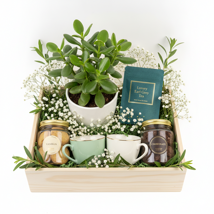 Luxury Earl Grey Tea & Succulent Gift Humper